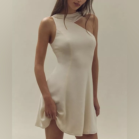 Reformation Rossi Asymmetrical Back Sash Cream One Shoulder Dress - Picture 1 of 3